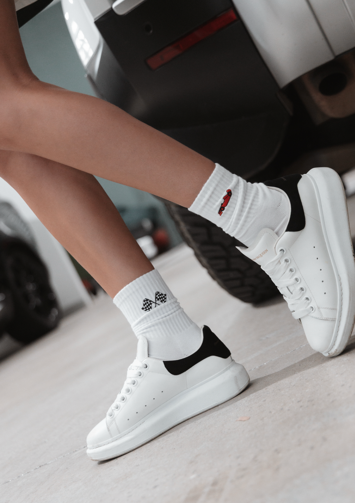 Sunday Racing Crew Socks - White